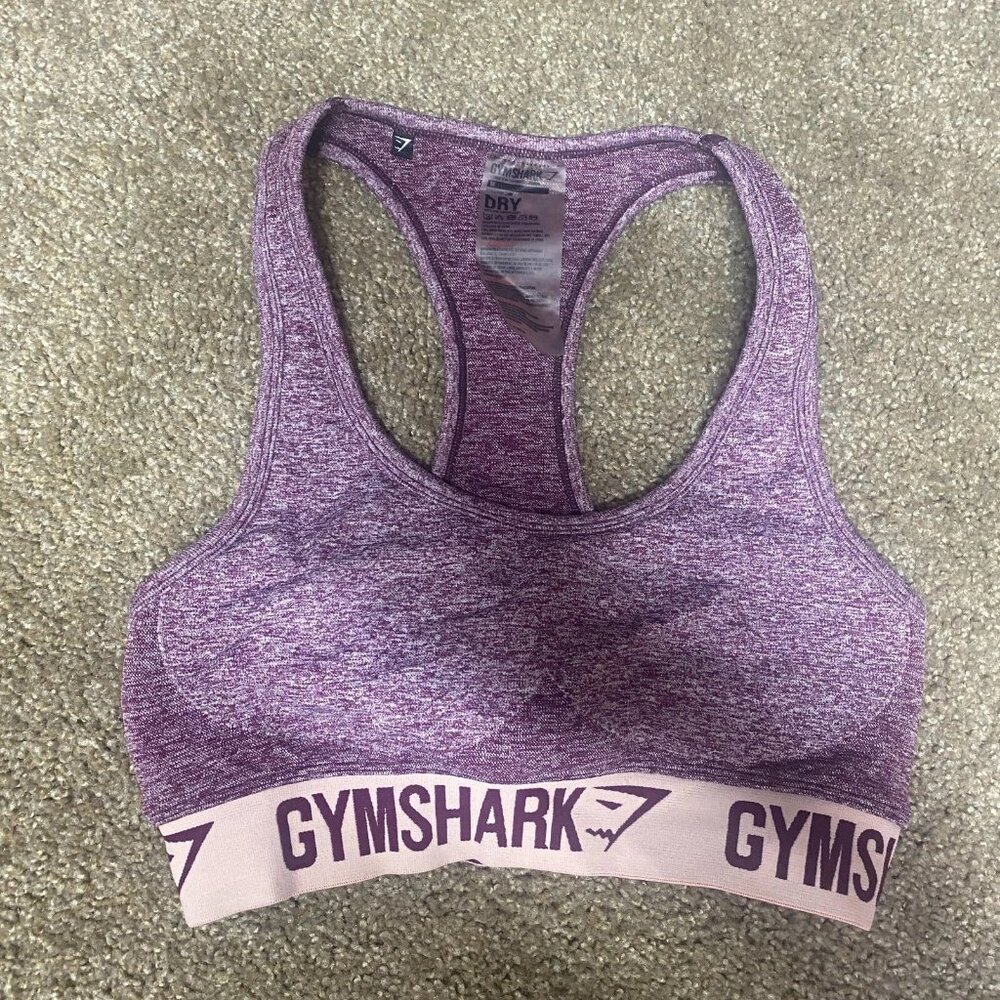 Gymshark Flex Sports Bra Racerback Women Medium Purple Wide‎ Band Yoga Pullover